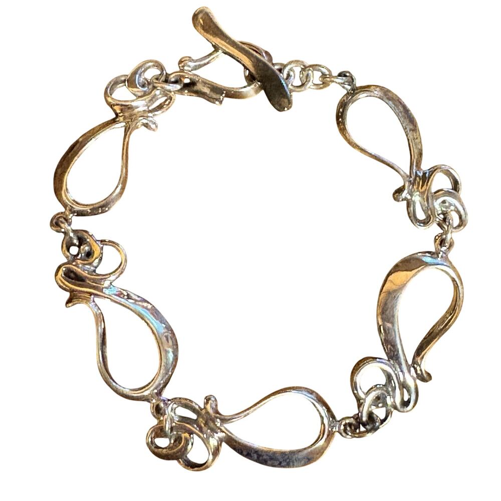 Hagit Gorali Bracelet Sterling Silver Scroll Design 7.5 Inch Made in Israel